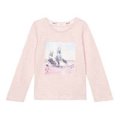 Girls' pink skateboard girl print long sleeve shirt